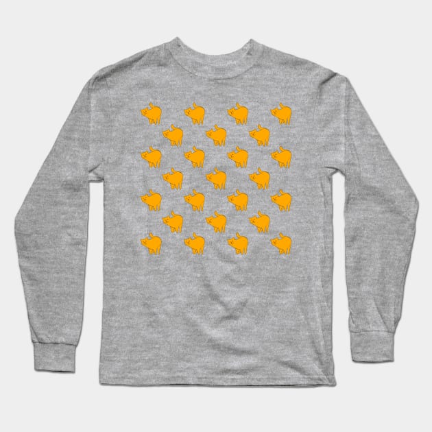 Cute Yellow Cat Pattern Long Sleeve T-Shirt by DrawingEggen